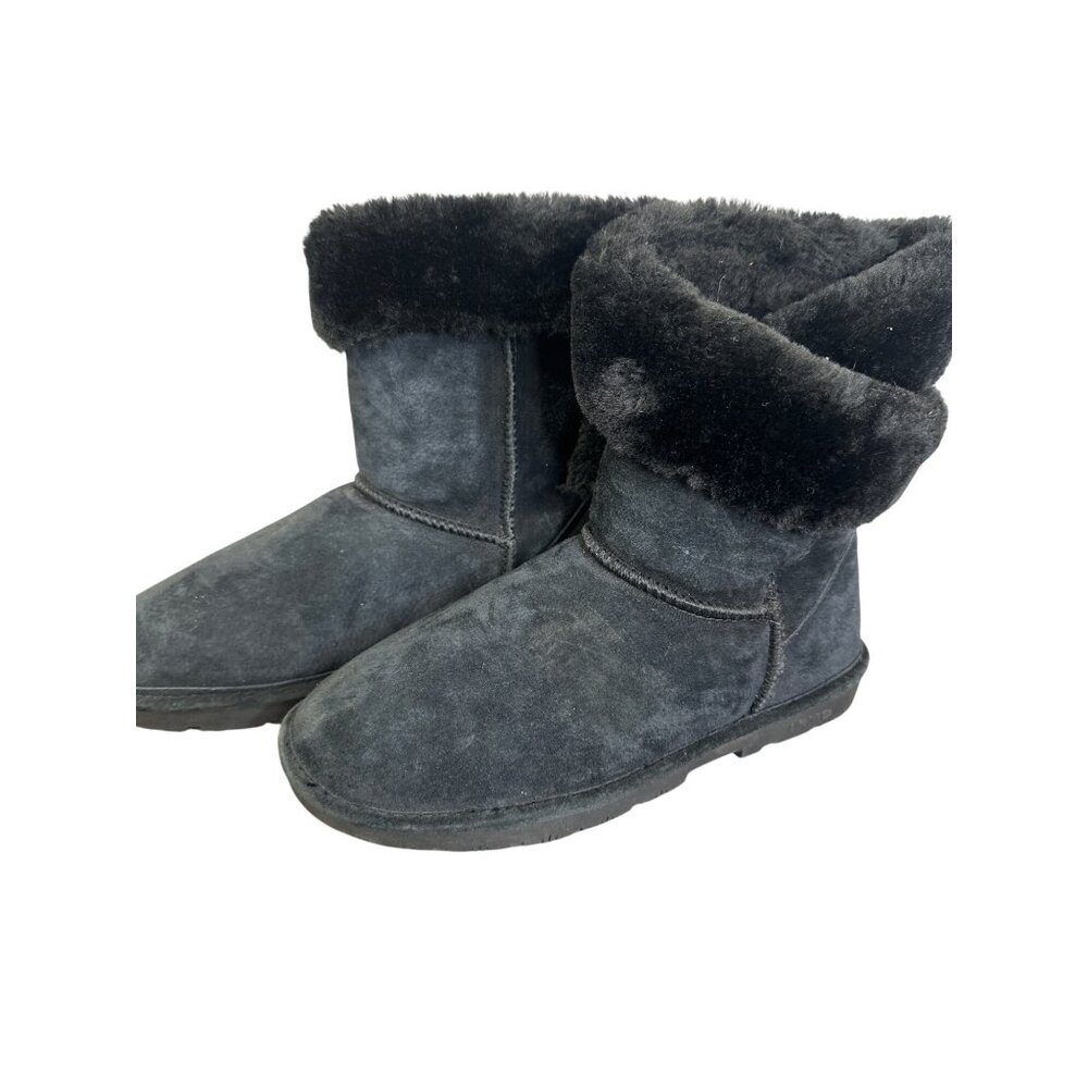 Lamo Black Faux Fur Lined Suede Ankle Boots Womens 10 Cozy Winter Warm Soft